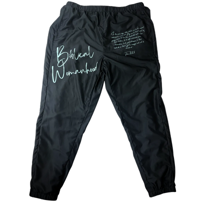 Biblical Womanhood 2.0 Black and Mint Track Pants