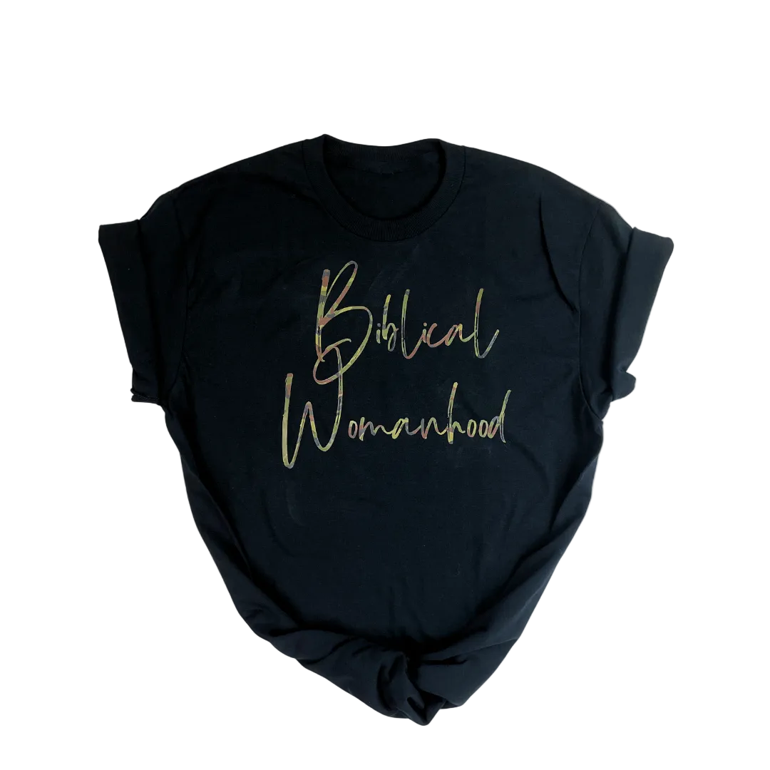 Biblical Womanhood 2.0 Camouflage (Black) T-Shirt