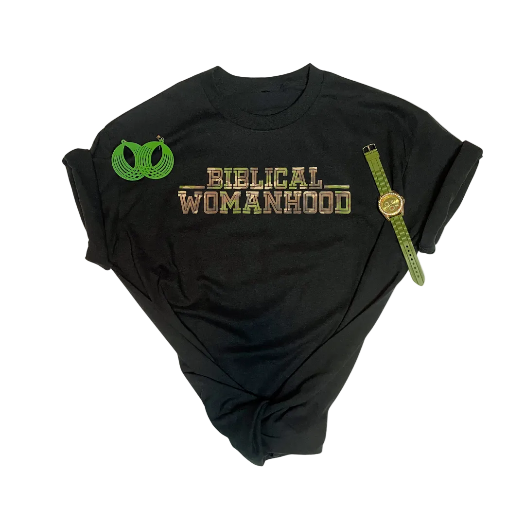 Biblical Womanhood 1.0 Camouflage (Black) T-Shirt