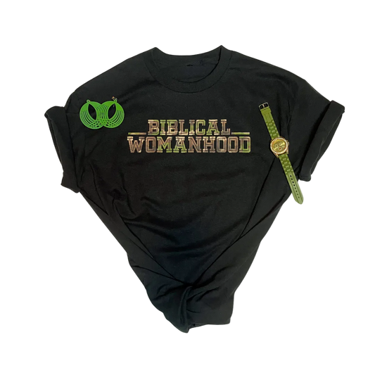 Biblical Womanhood 1.0 Camouflage (Black) T-Shirt