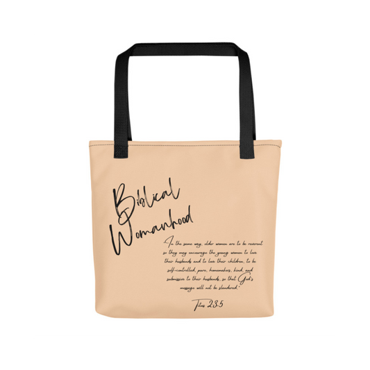 Biblical Womanhood 2.0 Peach and Black Tote