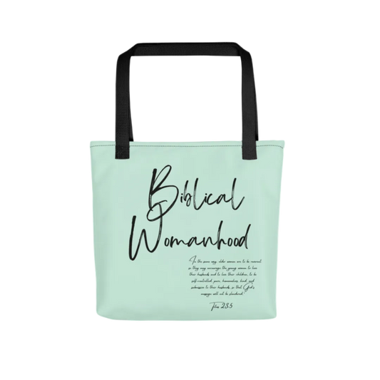 Biblical Womanhood 2.0 Mint and Black Tote
